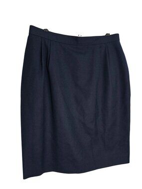 Talbots 14P Navy Wool Blend Lined Pencil Skirt Made in USA Work Basic